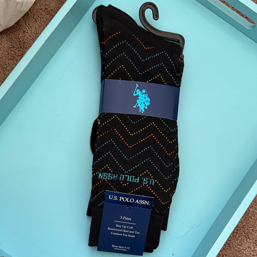 U.S. Polo Assn. Black Zigzag Men's Socks - 3 Pack